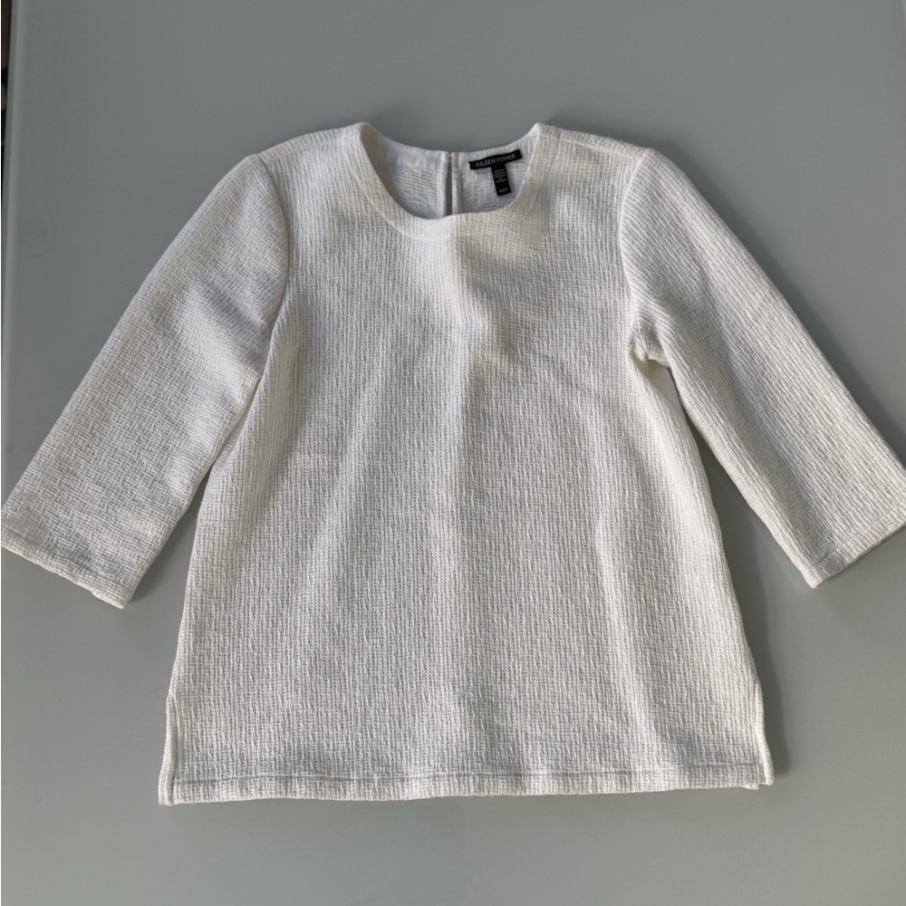 Eileen Fisher White Textured Knit Top – XS